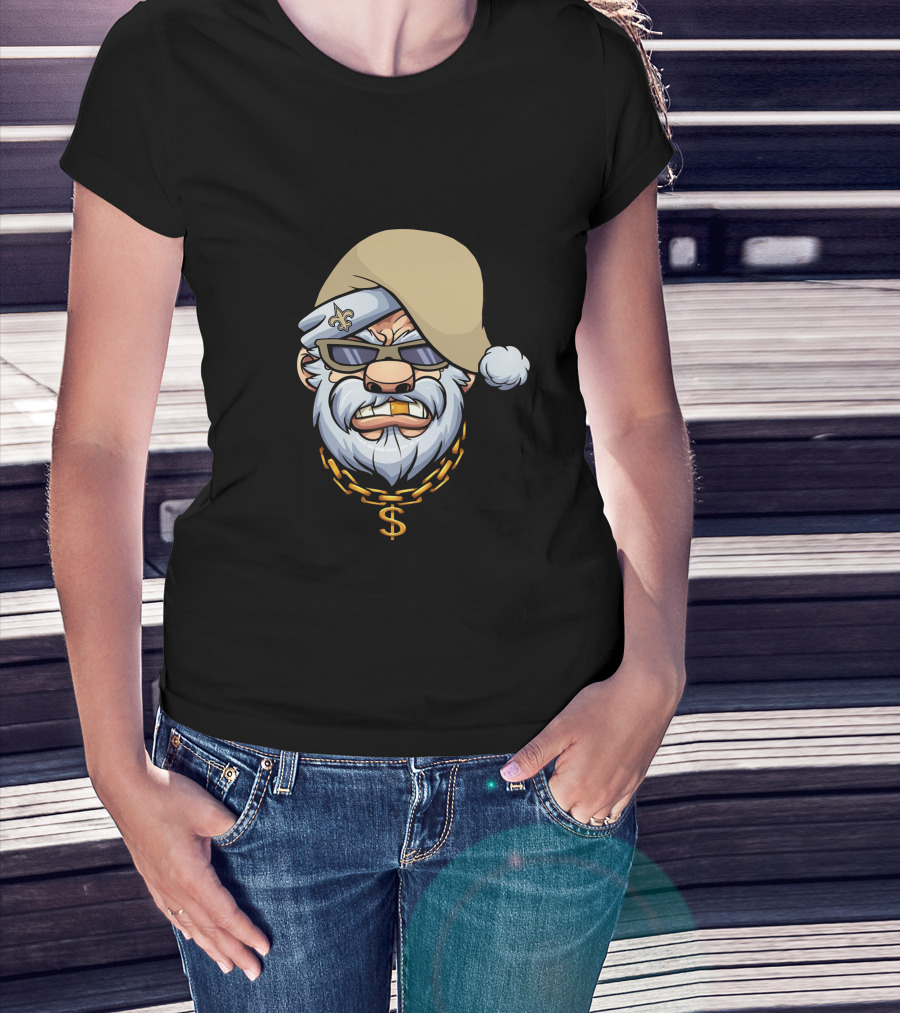 Saints Gangster Santa Fleur De Lis Chain T-Shirt