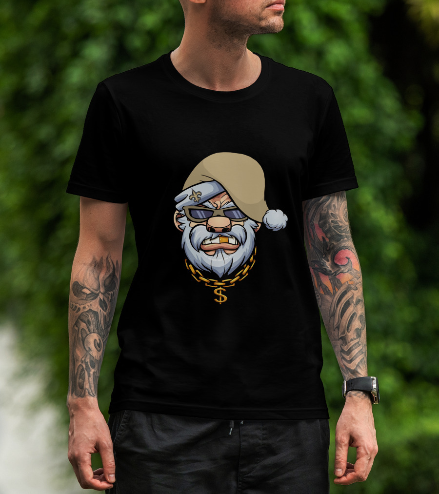 Saints Gangster Santa Fleur De Lis Chain T-Shirt