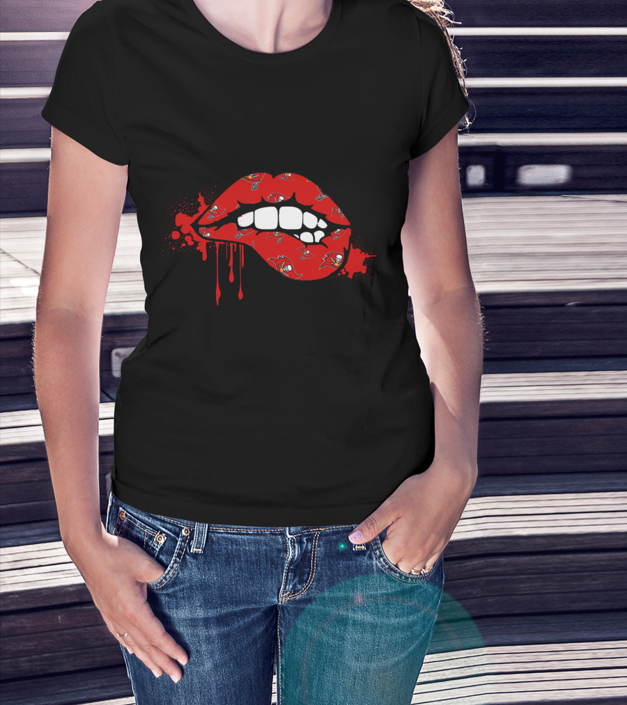 Dripping Lips Buccaneers Logo Red Splatter T-Shirt
