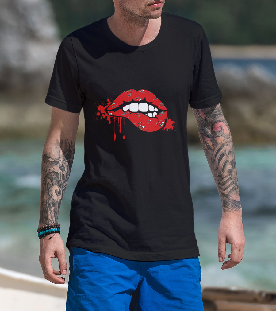 Dripping Lips Buccaneers Logo Red Splatter T-Shirt