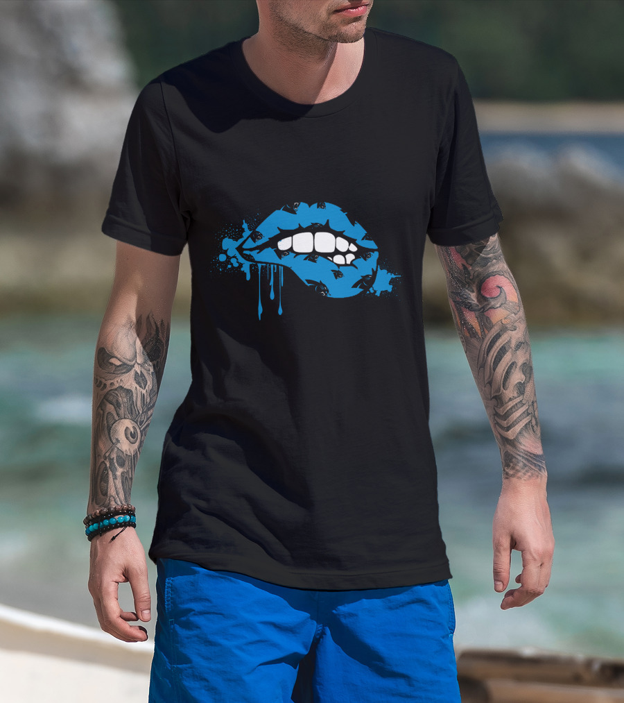 Dripping Lips Carolina Panthers Mouth T-Shirt