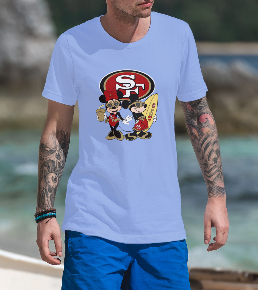 49ers Mickey Minnie Surfing Vacation Sf T-Shirt