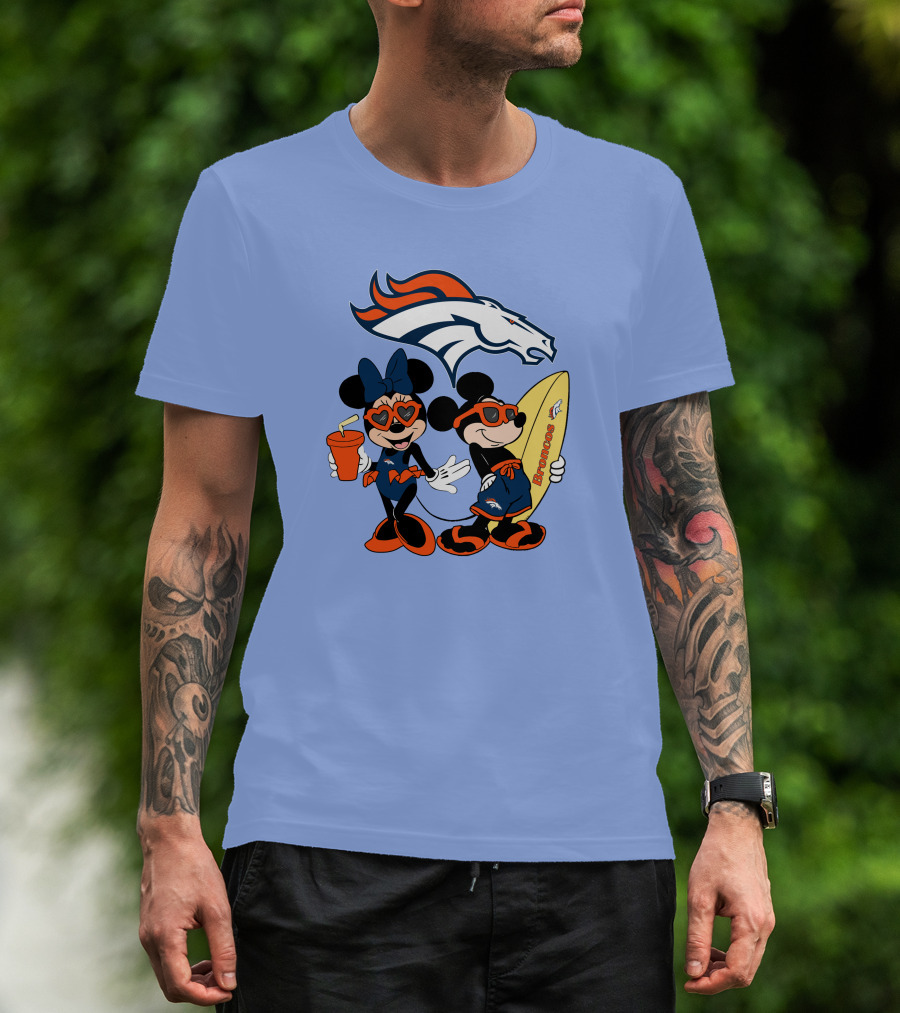 Broncos Mickey Minnie Vacation Surfing Adventure T-Shirt