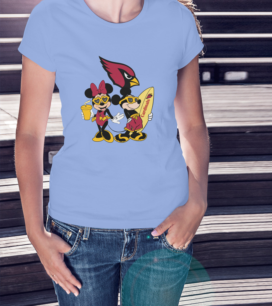 Cardinals Mickey Happy Vacation Surfboarding Fun T-Shirt