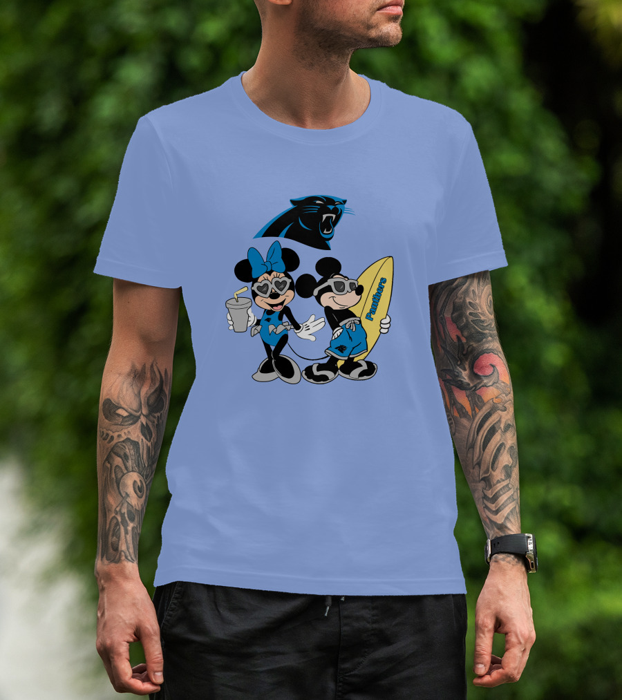 Mickey And Minnie Panthers Surfing Vacation T-Shirt