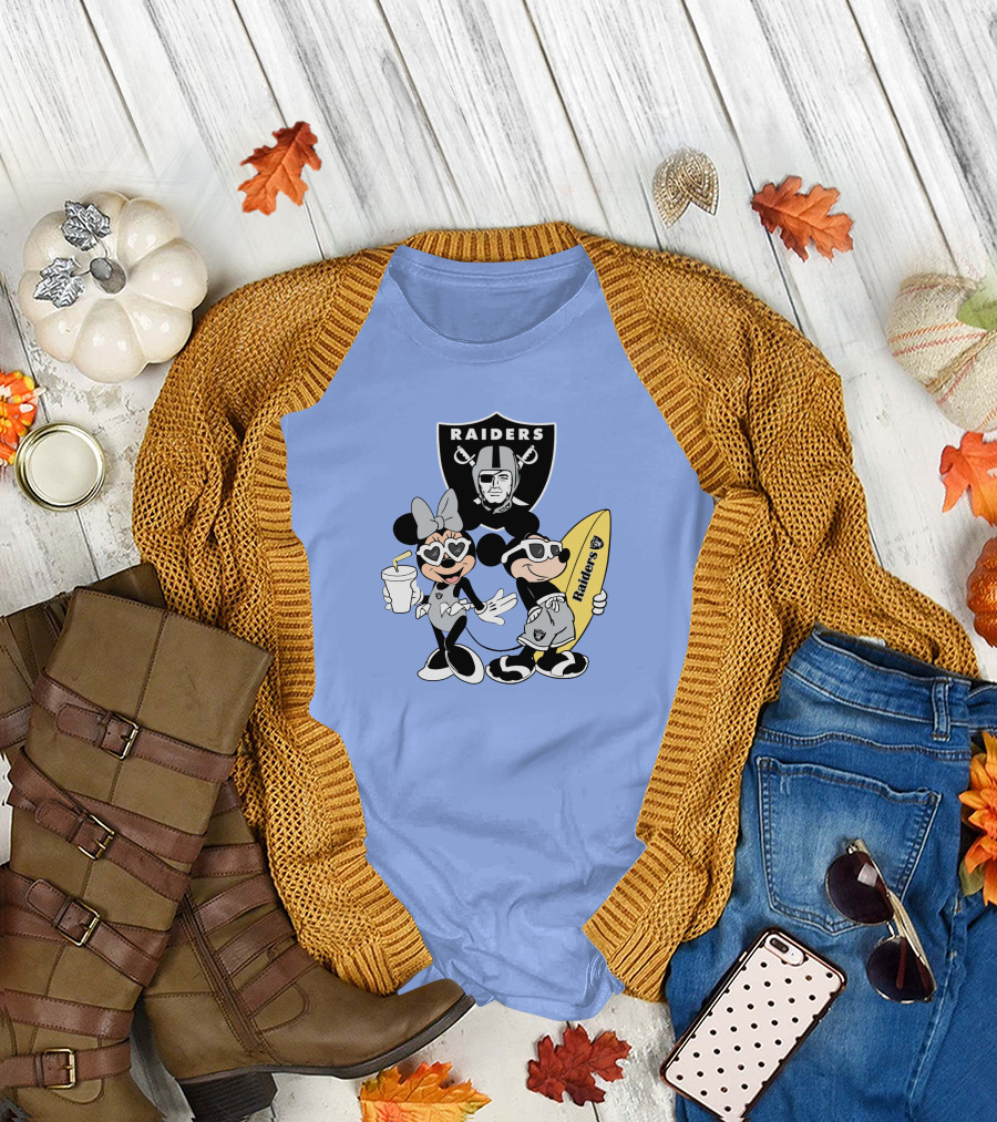 Raiders Mickey Minnie Vacation Surfing Fun T-Shirt