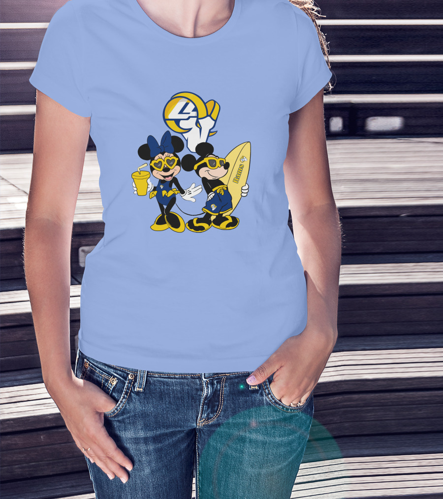 Rams Mickey Happy Vacation Football Surf Adventure T-Shirt