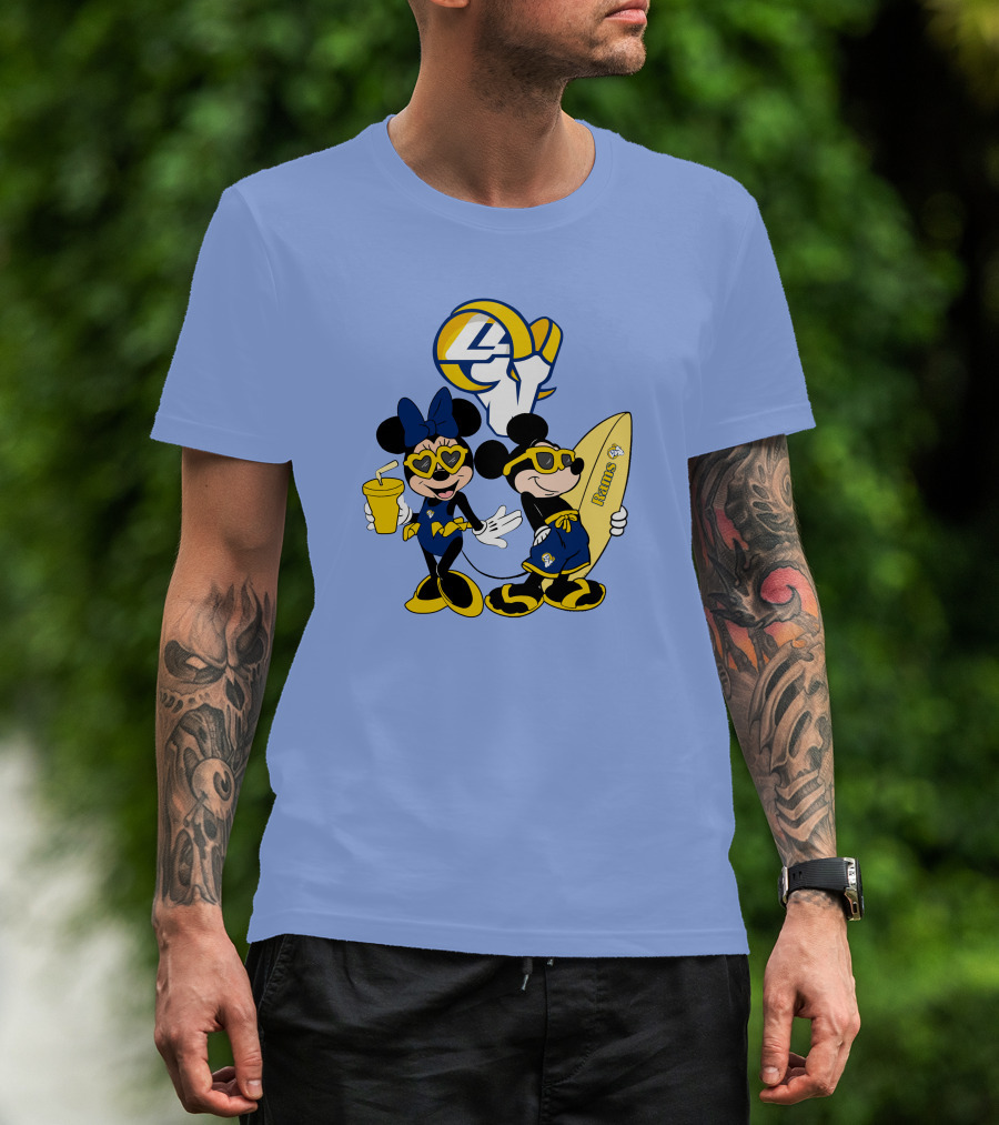Rams Mickey Happy Vacation Football Surf Adventure T-Shirt