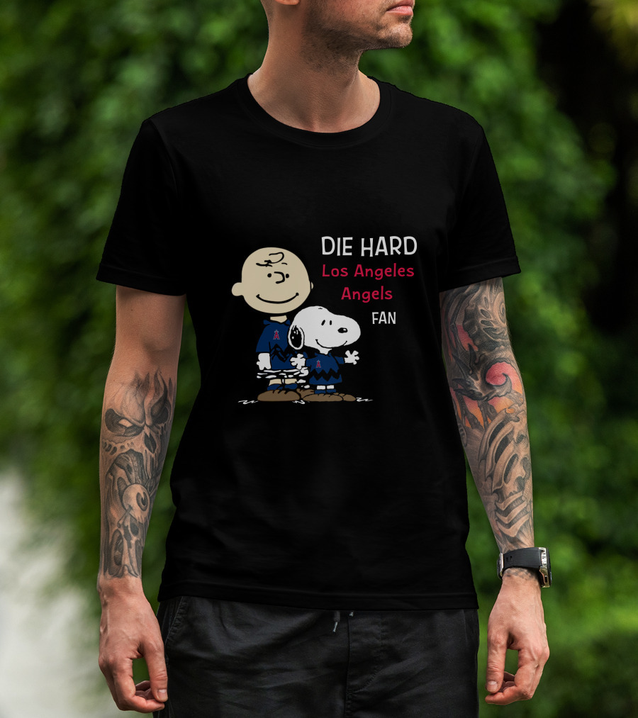 Die Hard Los Angeles Angels Fan Snoopy And Charlie Brown T-Shirt