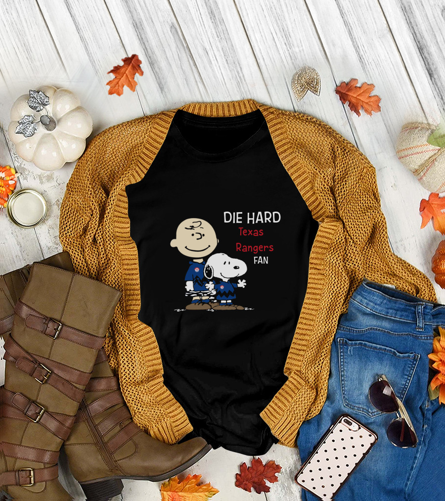 Die Hard Texas Rangers Fan Snoopy Charlie Brown T-Shirt