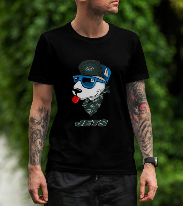 Jets Bull Terrier With Bandana And Sunglasses T-Shirt