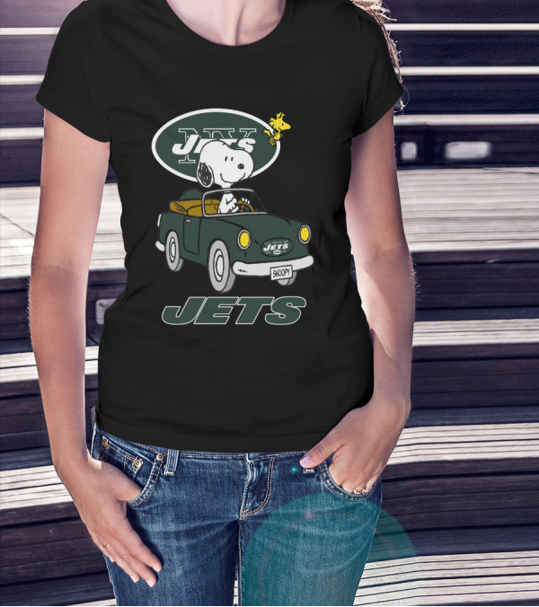 Jets Snoopy Woodstock Driving Car NY T-Shirt