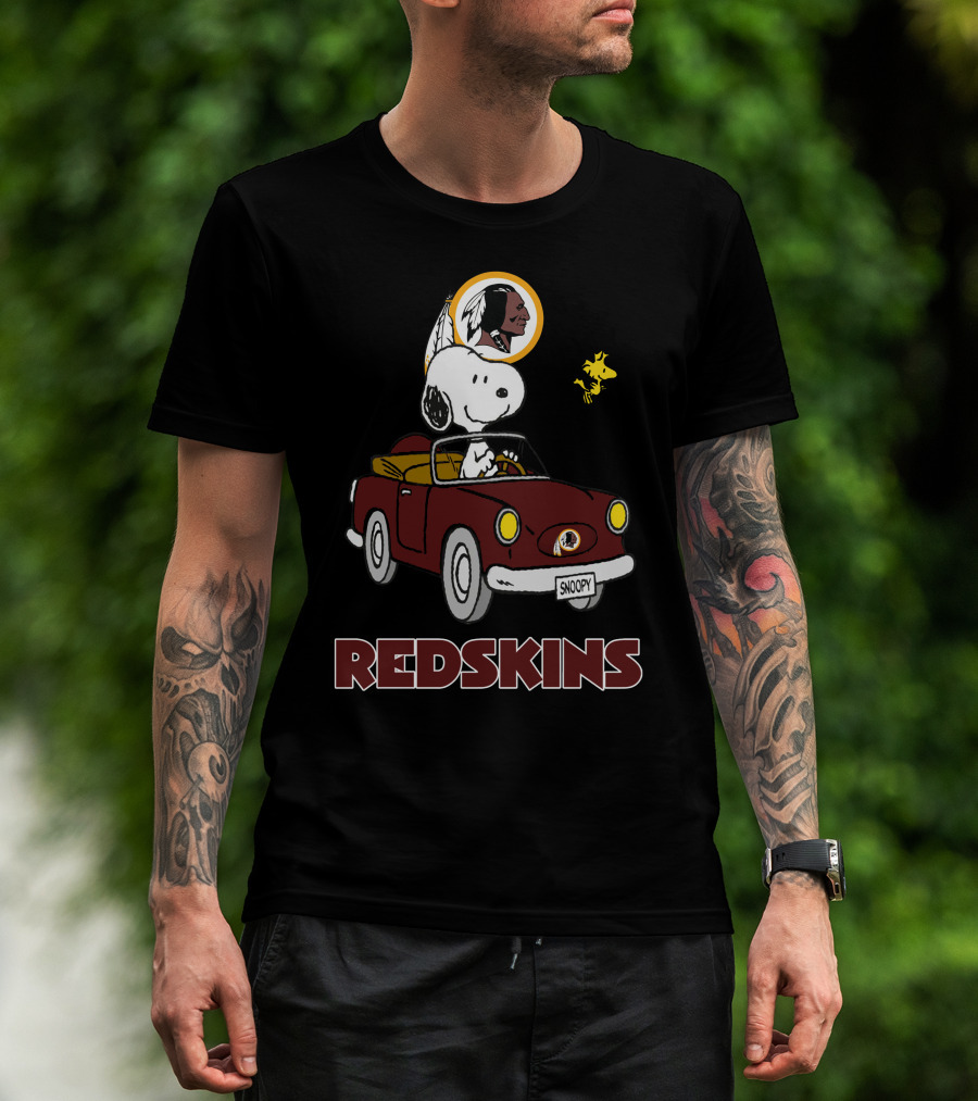 Snoopy Redskins Car Ride With Woodstock T-Shirt