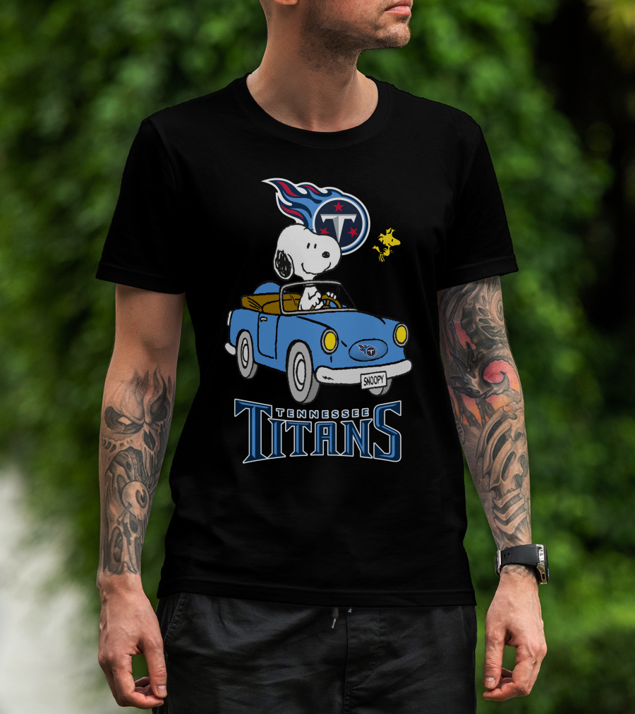 Tennessee Titans Snoopy Driving Woodstock Ride T-Shirt