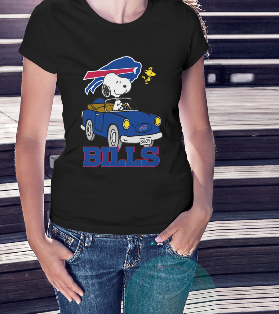 Buffalo Bills Snoopy Driving Woodstock NFL Peanuts T-Shirt