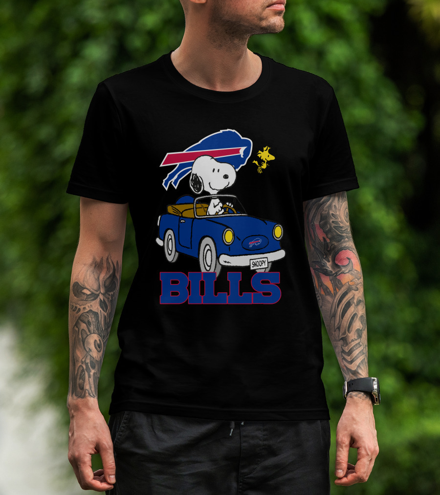 Buffalo Bills Snoopy Driving Woodstock NFL Peanuts T-Shirt