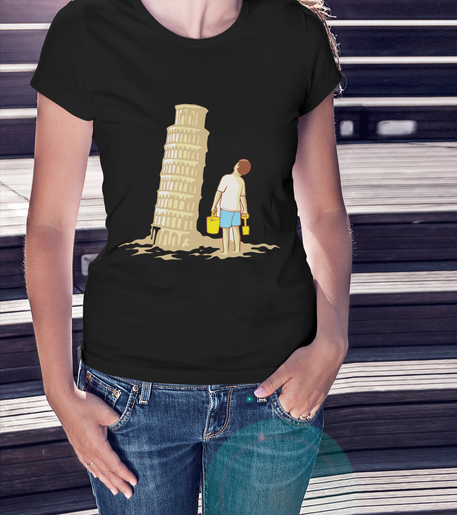 Sandcastle Builder Leaning Tower Of Pisa Summer Fun T-Shirt