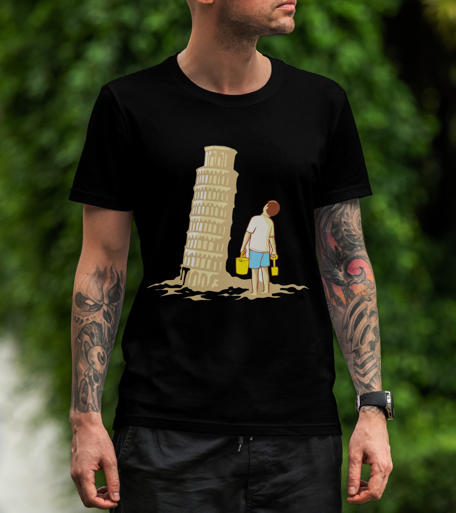 Sandcastle Builder Leaning Tower Of Pisa Summer Fun T-Shirt