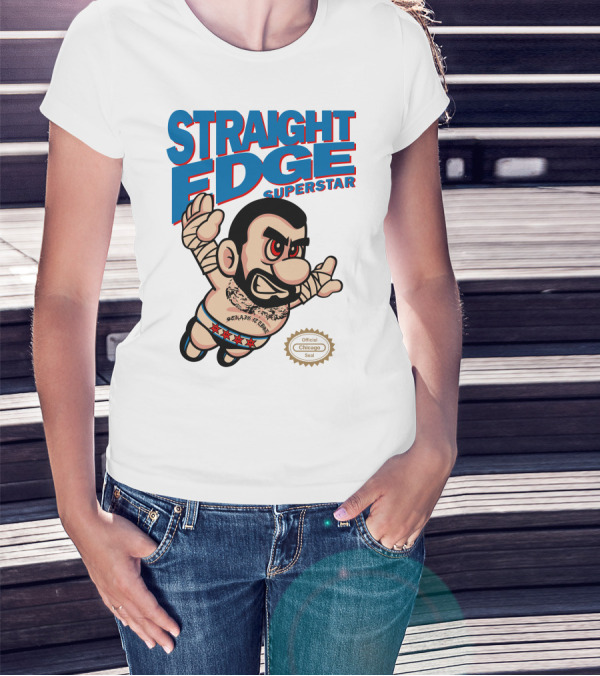Straight Edge Superstar CM Punk Mario Official Chicago Seal T-Shirt