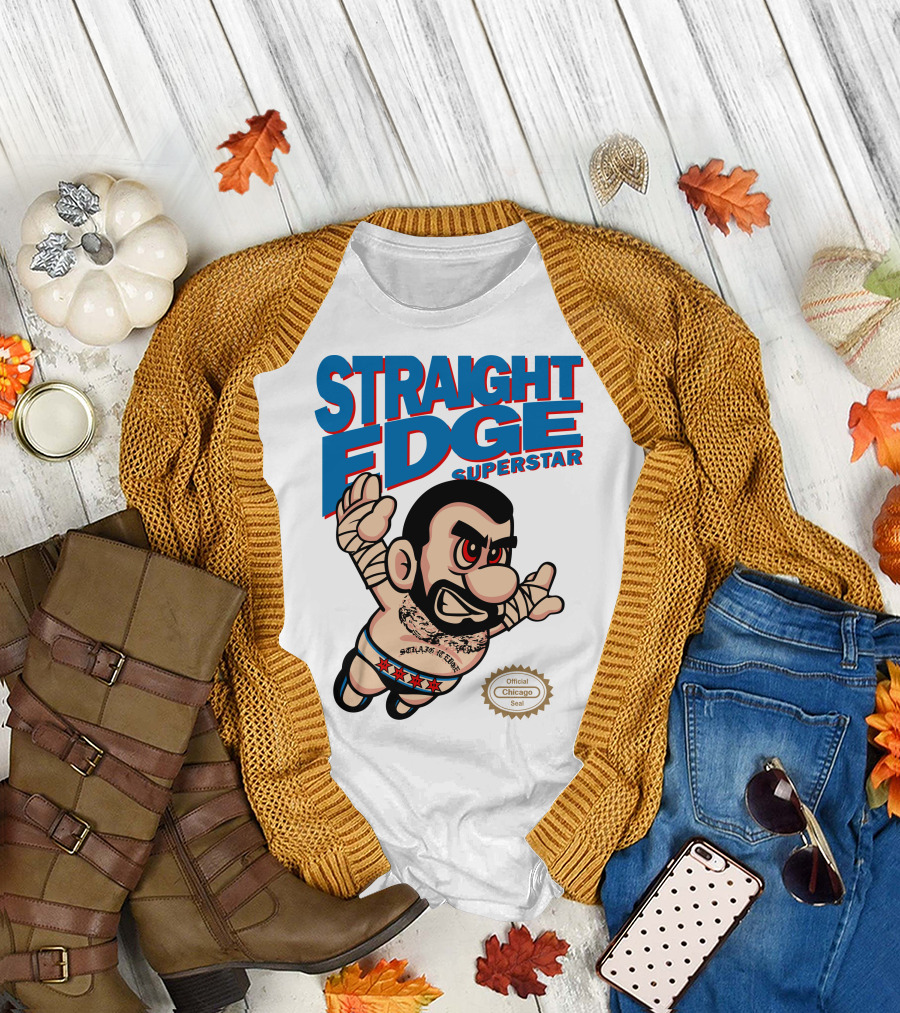 Straight Edge Superstar CM Punk Mario Official Chicago Seal T-Shirt