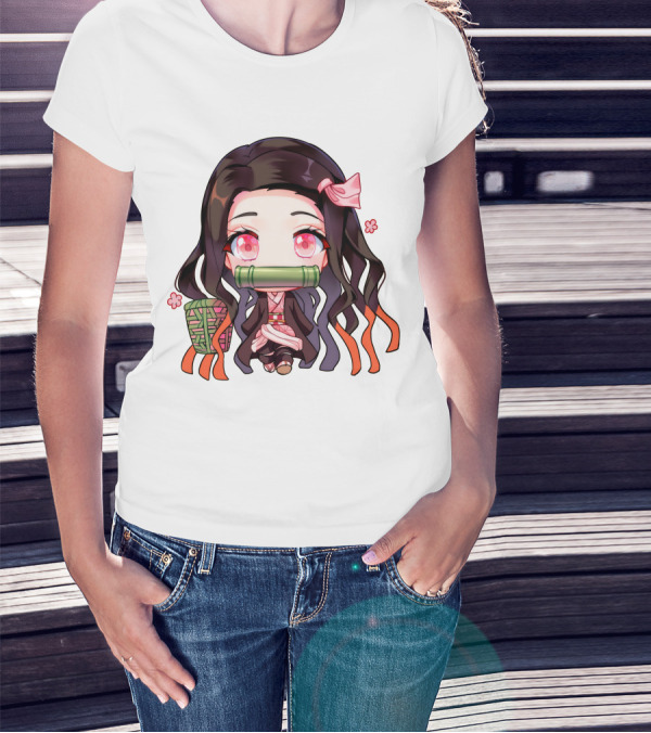 Nezuko Fanart Chibi Style Pink Aesthetic Character T-Shirt