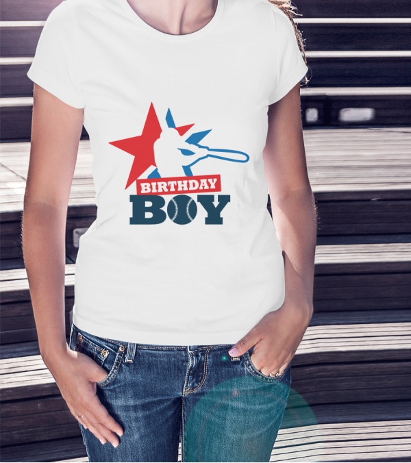 Birthday Boy Baseball Silhouette Star T-Shirt