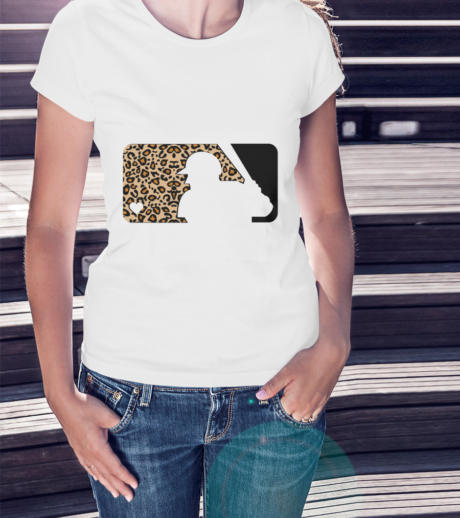 MLB Baseball Leopard Print Batter Silhouette Sublimated T-Shirt