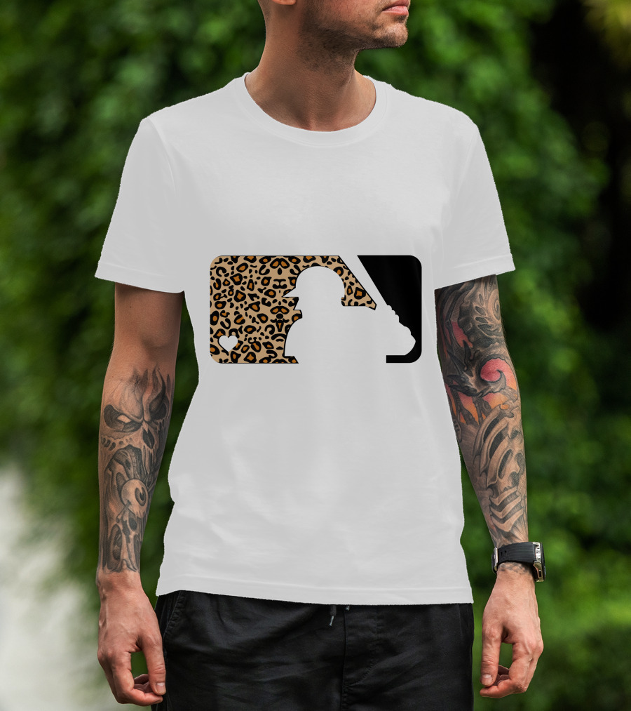 MLB Baseball Leopard Print Batter Silhouette Sublimated T-Shirt