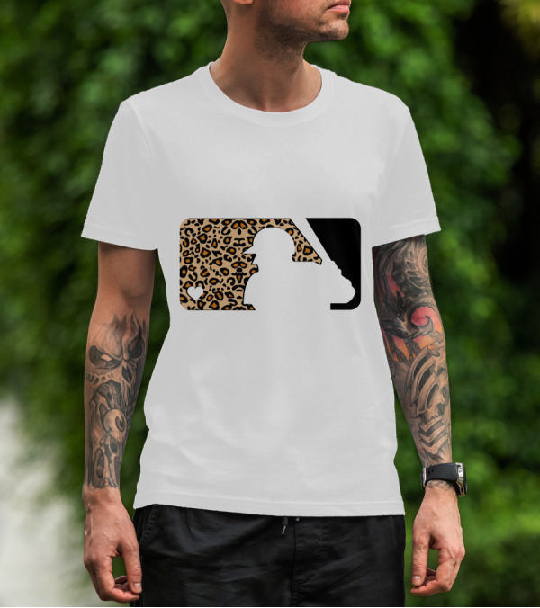 MLB Baseball Leopard Print Batter Silhouette Sublimated T-Shirt
