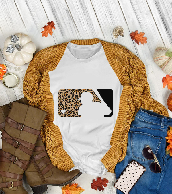 MLB Baseball Leopard Print Batter Silhouette Sublimated T-Shirt