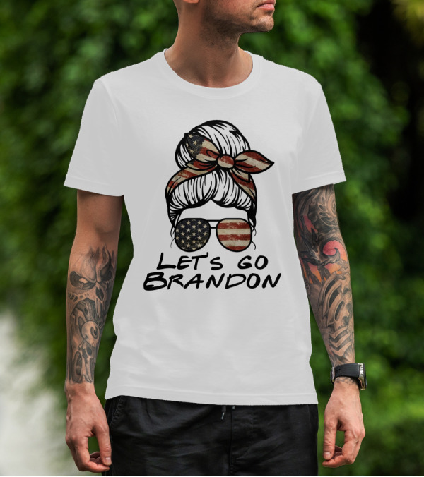 Let's Go Brandon American Flag Sunglasses And Bandana T-Shirt