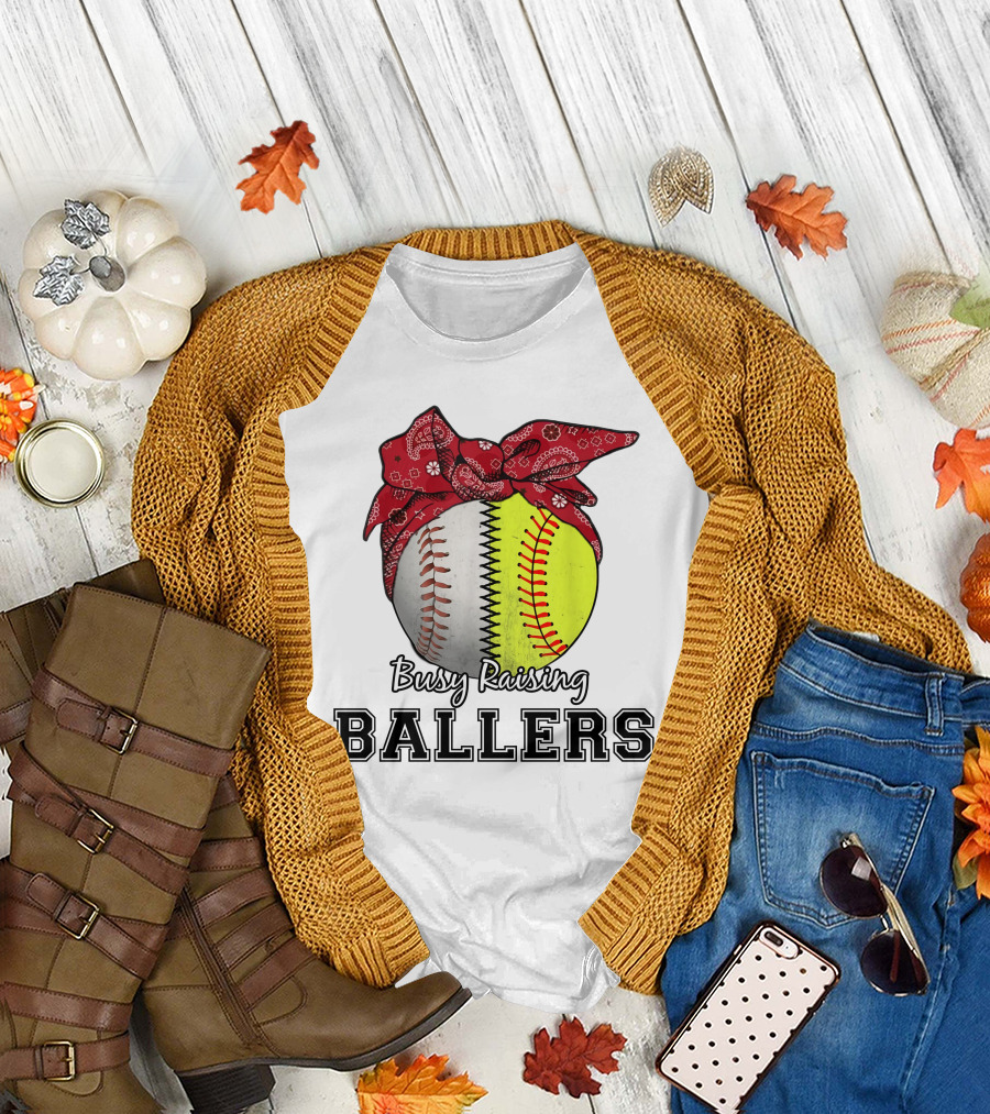 Busy Raising Baseball and Softball Ballers Bandana T-Shirt