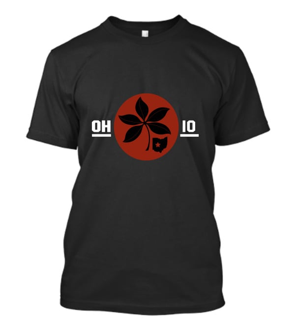 Black OH IO Buckeye Leaf Ohio Star T-Shirt