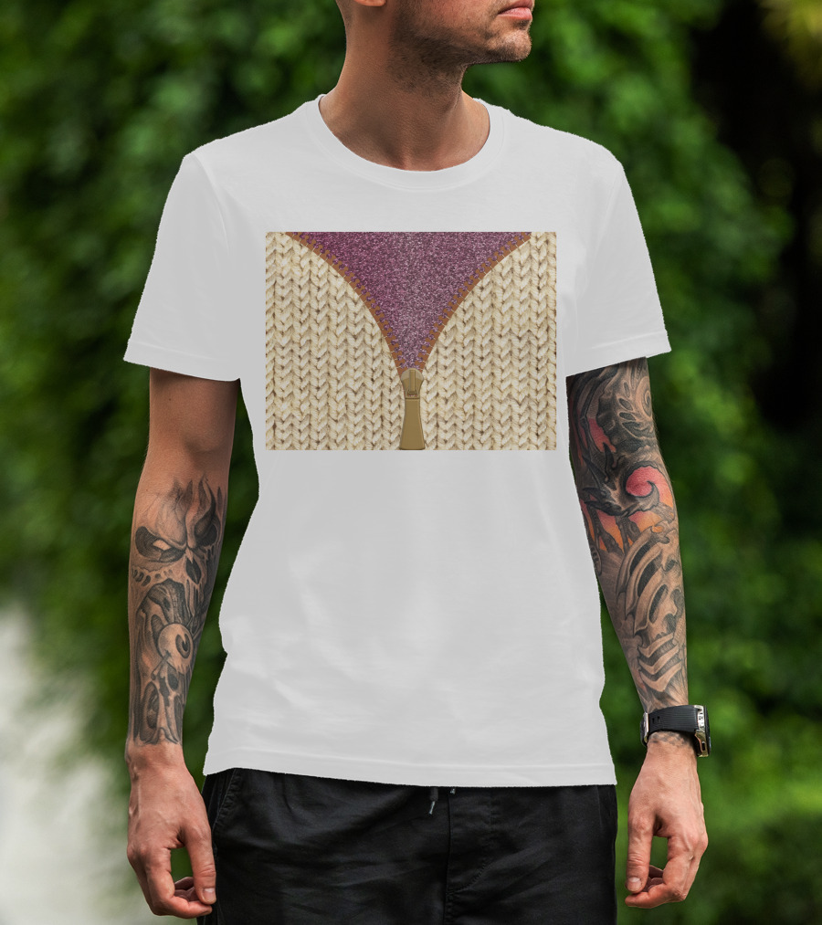 Rose Gold Glitter Knitted Sweater Zipper Tumbler T-Shirt