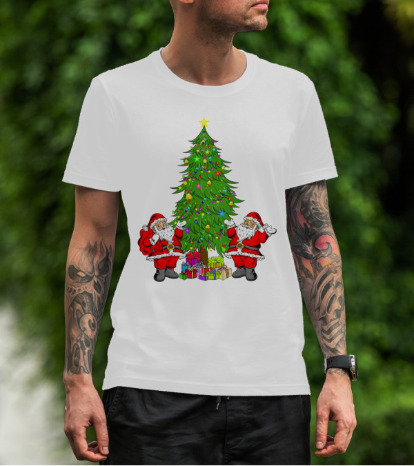 Christmas Tree Santa Claus Presents Holiday Decor T-Shirt