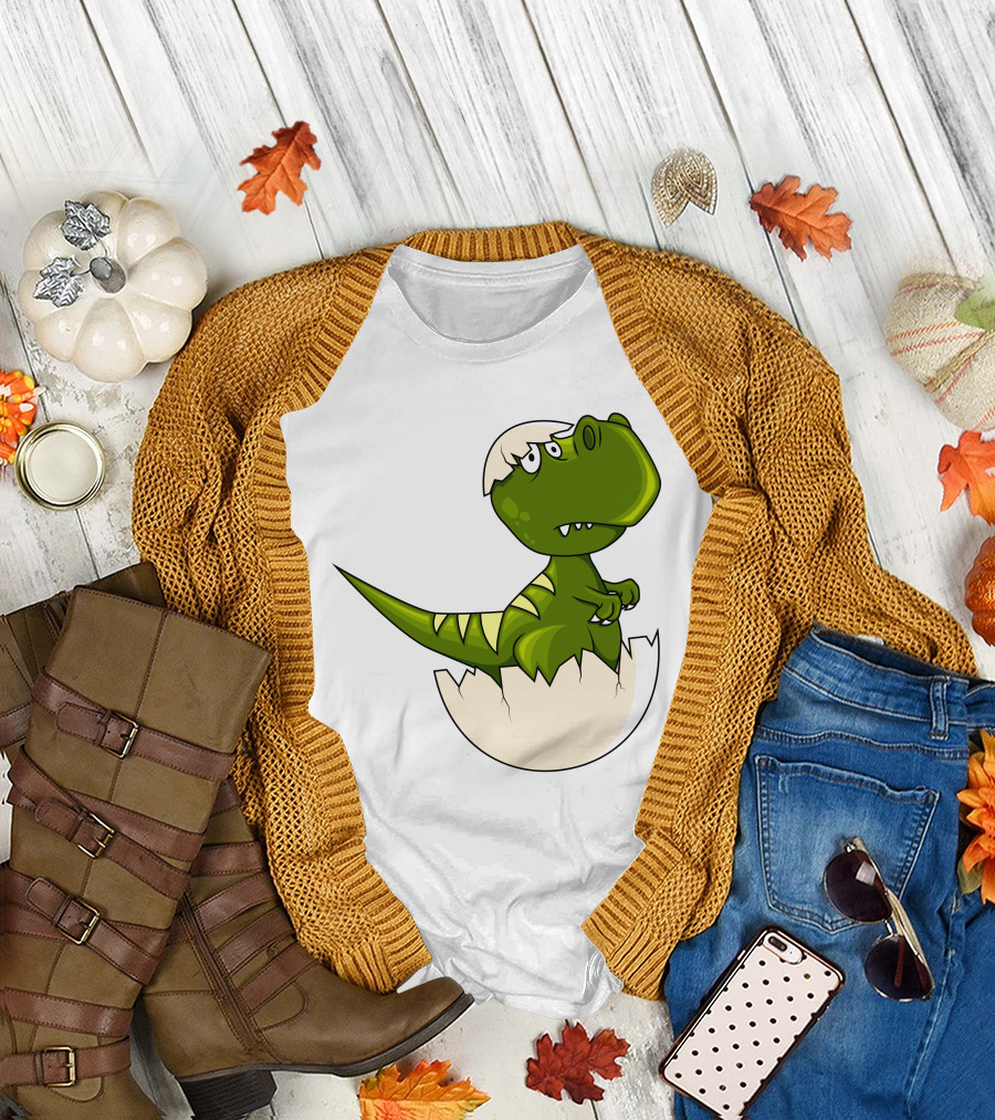 Baby Dragon Hatching from Egg with Playful Expression T-Shirt