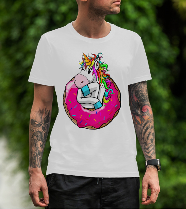 Baby Unicorn Inside Pink Sprinkled Donut T-Shirt