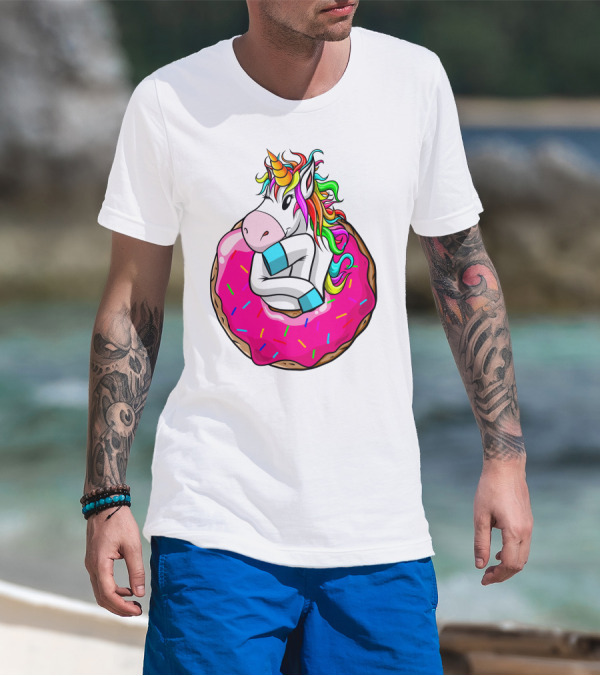 Baby Unicorn Inside Pink Sprinkled Donut T-Shirt