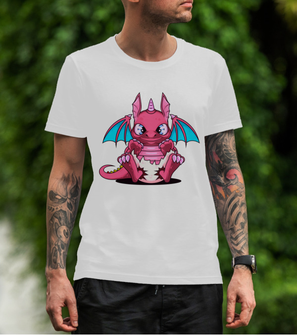 Pink Dragon Cute Cerulean Winged Hatchling T-Shirt