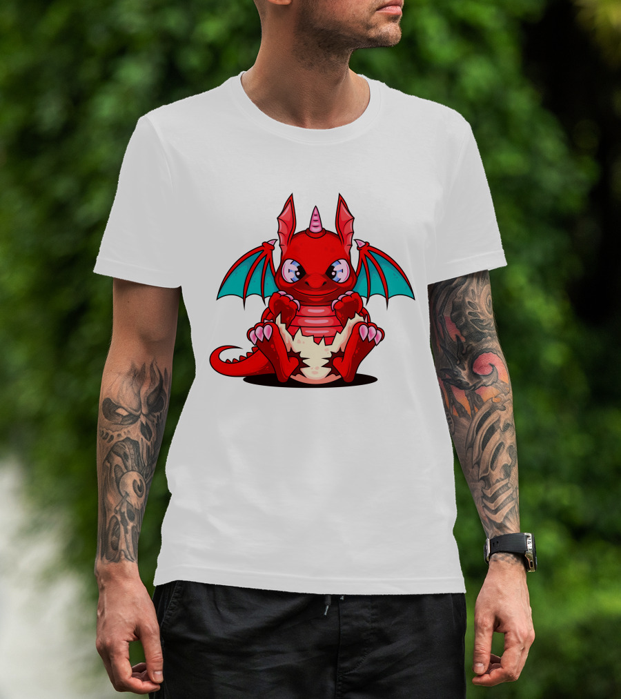 Red Cute Dragon Demon Fantasy Creature T-Shirt