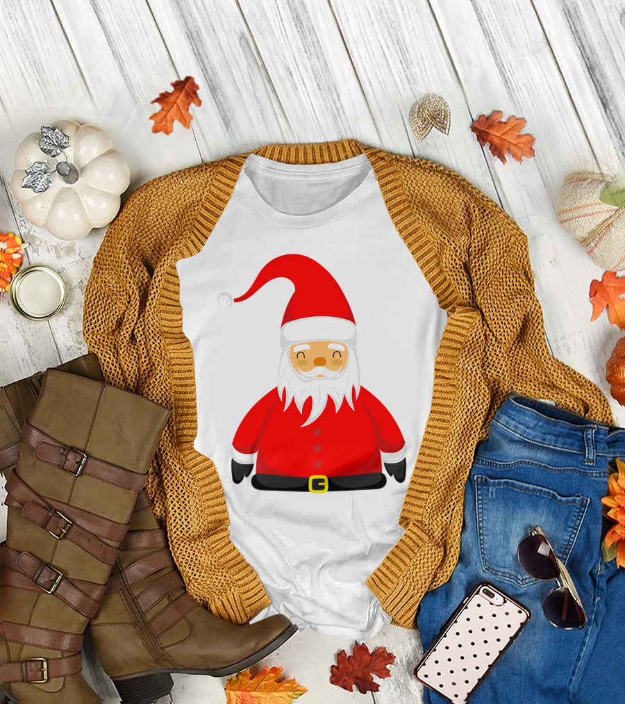 Santa Claus Outfit on Christmas Cartoon T-Shirt