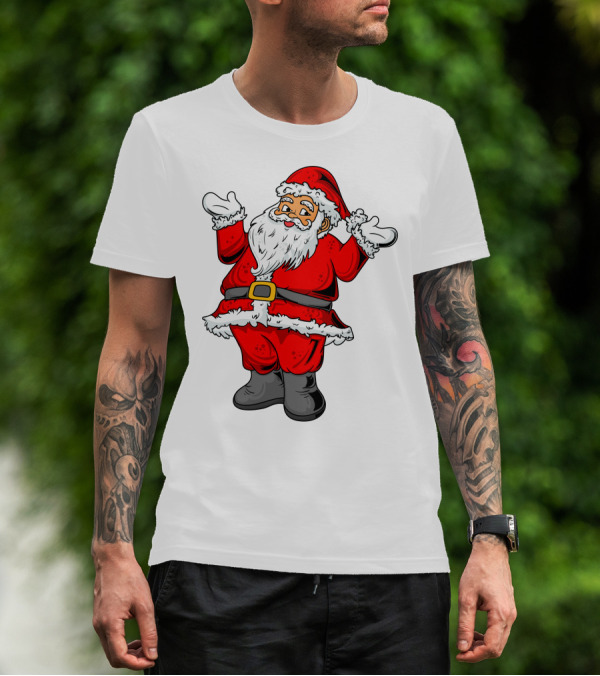 Funny Santa Claus Hands Up In Classic Red Suit T-Shirt