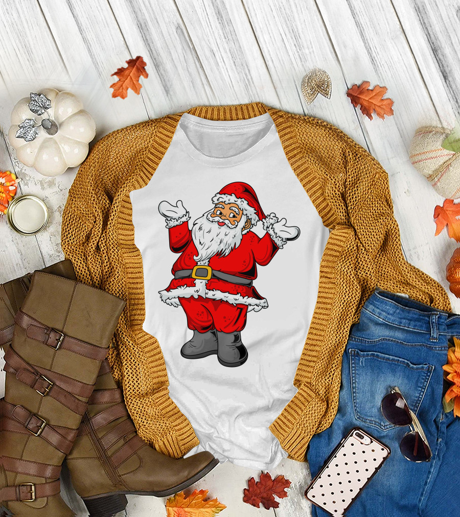 Funny Santa Claus Hands Up in Classic Red Suit T-Shirt