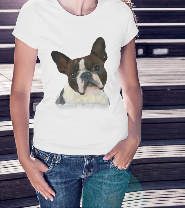 Watercolor French Bulldog Head T-Shirt