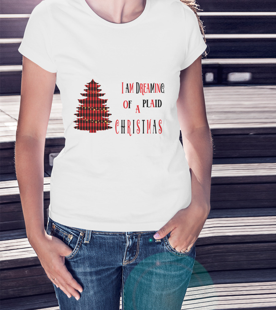 I Am Dreaming Of A Plaid Christmas Tree With Festive Red Black T-Shirt