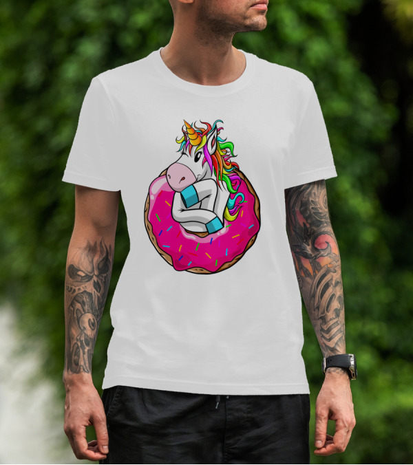 Unicorn Donut Cake Rainbow Horn Pink Sprinkles T-Shirt