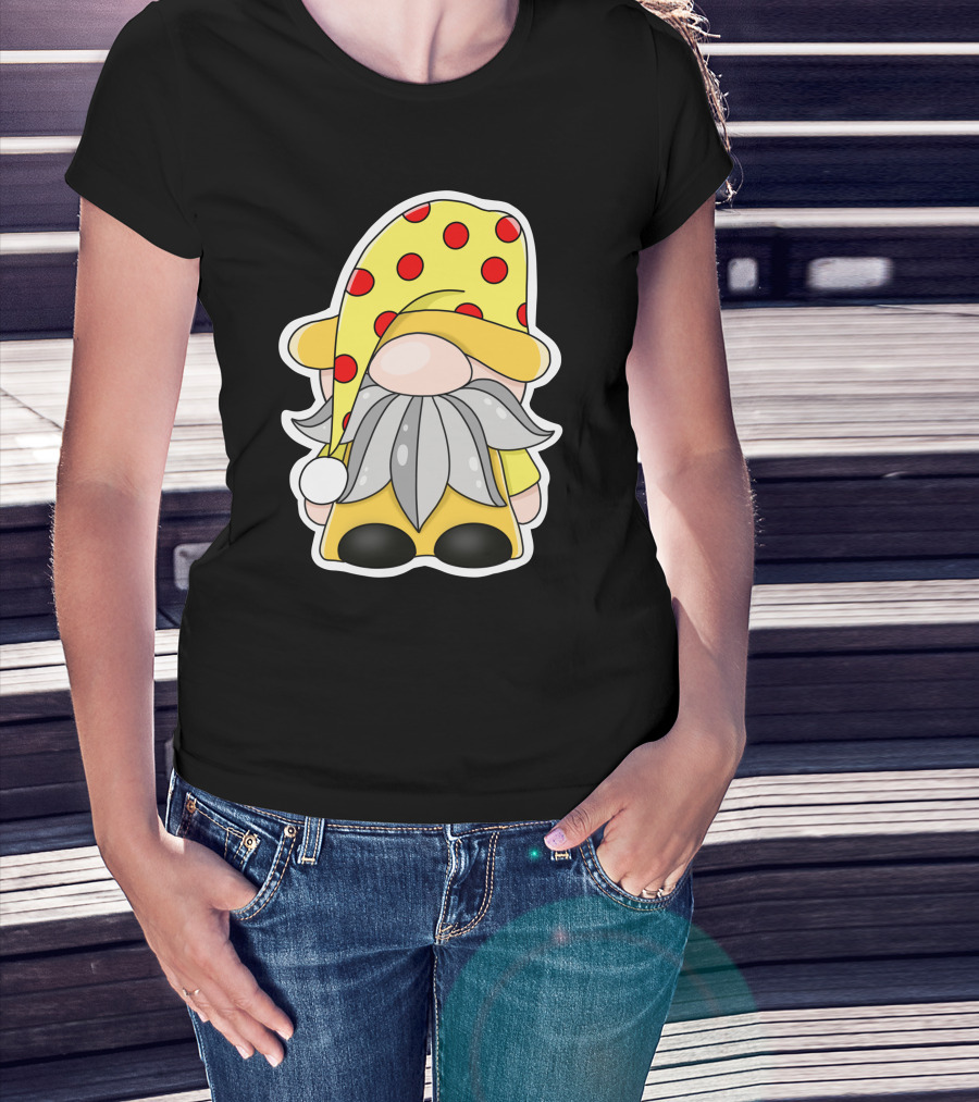Funny Gnomes Yellow Red Polka Dot Hat T-Shirt