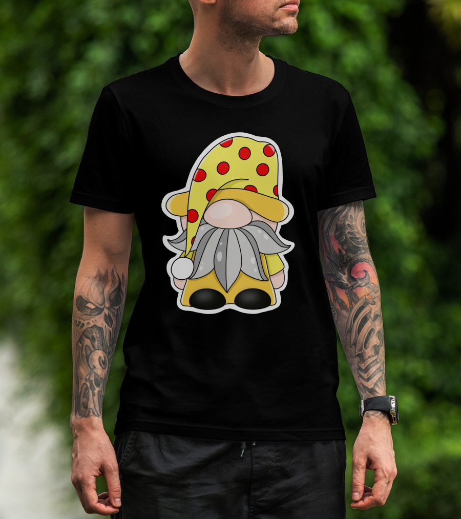 Funny Gnomes Yellow Red Polka Dot Hat T-Shirt
