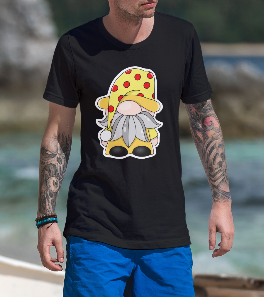 Funny Gnomes Yellow Red Polka Dot Hat T-Shirt