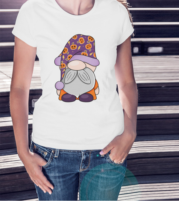 Fantastic Gnome Halloween Pumpkin Pattern Hat And Costume T-Shirt